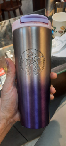 تراول ماگ تمام استیل براق با لوگوی حک شده استارباکس دوجداره لوکس